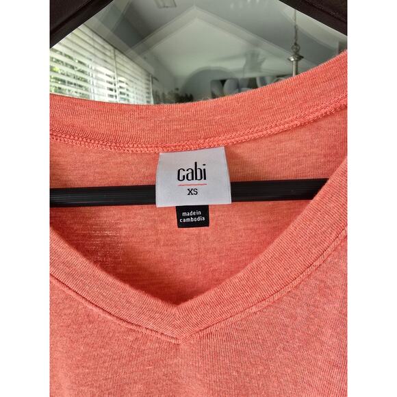 CAbi Serenity Tee Size XS Cantaloupe Orange Color Long Sleeves V Neck 6121 - Picture 5 of 6